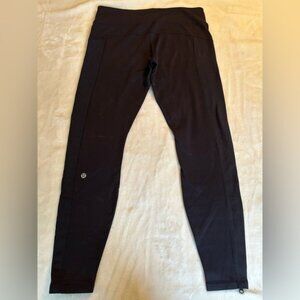 Lululemon Black Leggings with Zippered Ankle and Ribbed Accents